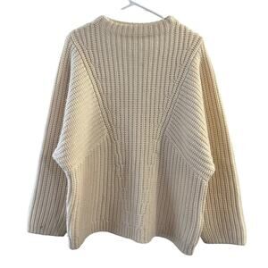 Equipment Femme 100% Wool Cable Knit Sweater Dolman Sleeve Cream Sweater Large